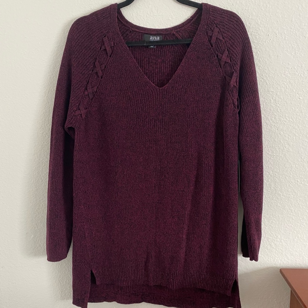 a.n.a Knit V Neck High Low Sweater